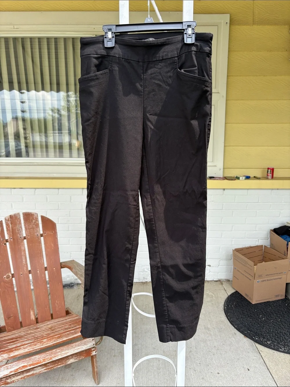Women's Black Pull-On Trousers with Front Pockets